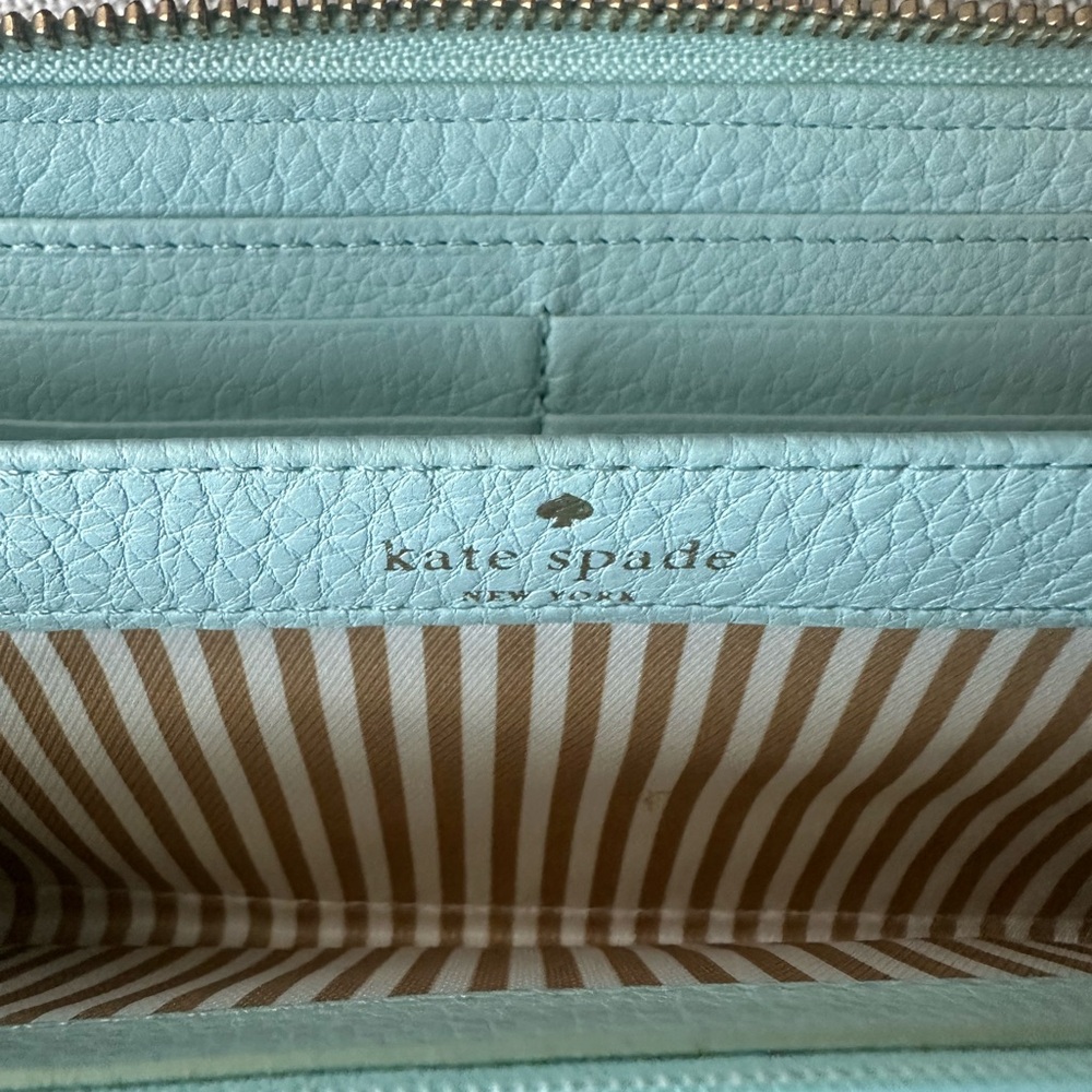 Kate Spade Blue Leather Zip Around Wallet